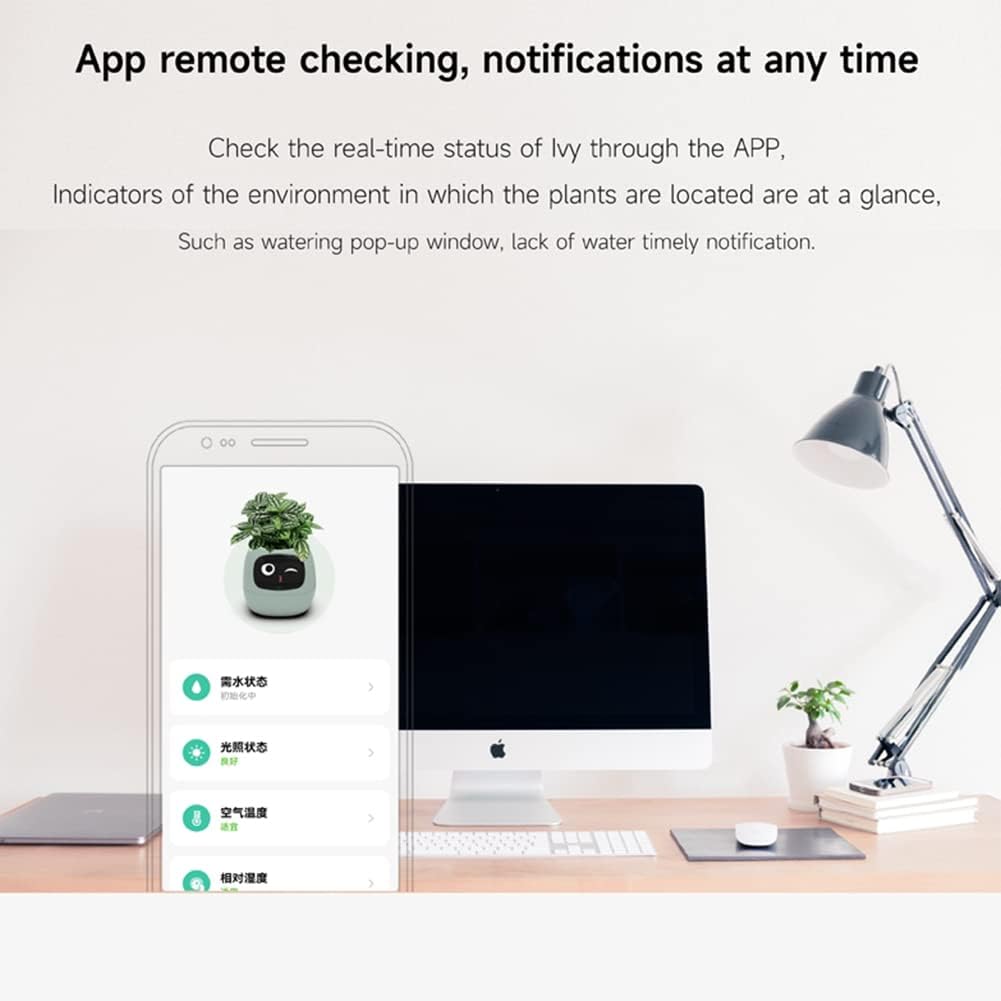 Smart Flowerpots,Smart Pet Planter,Ai Planter,Intelligent Flowerpots,Multiple Expressions,7 Smart Sensors, and Ai Chips Make Raising Plants Easy and Fun for Living Room,Bedside,Plant-Free(White)