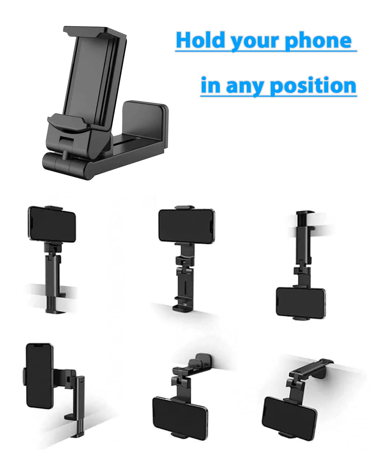 2 Pack Airplane Phone Holder Mount,NOZEWOWA 360 Degree Rotation Flight Mount Clip Portable Foldable Travel Essential for Flying Plane Tray Seat Back Voyage Gadget Women Men Toddler