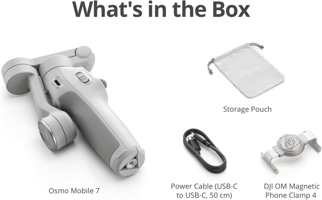 DJI Osmo Mobile 7 Gimbal Stabilizer for iPhone, Android, Built-in Tripod, Ultra-Light, Comfortable Grip, 3-Axis Phone Gimbal, Active Track 7.0, Shot Guides, One-Tap Edit, 10hrs Use, Phone Charging