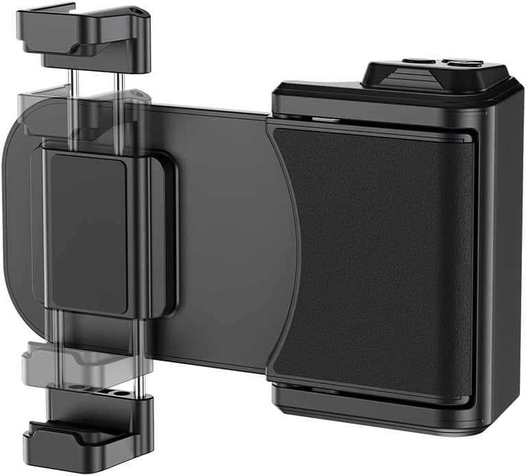 Phone Camera Grip Travel Smartphone Camera Tripod Mount with Remote Control & Cold Shoe Adapter for iPhone & Samsung Selfie Vlog Video Shooting Grip