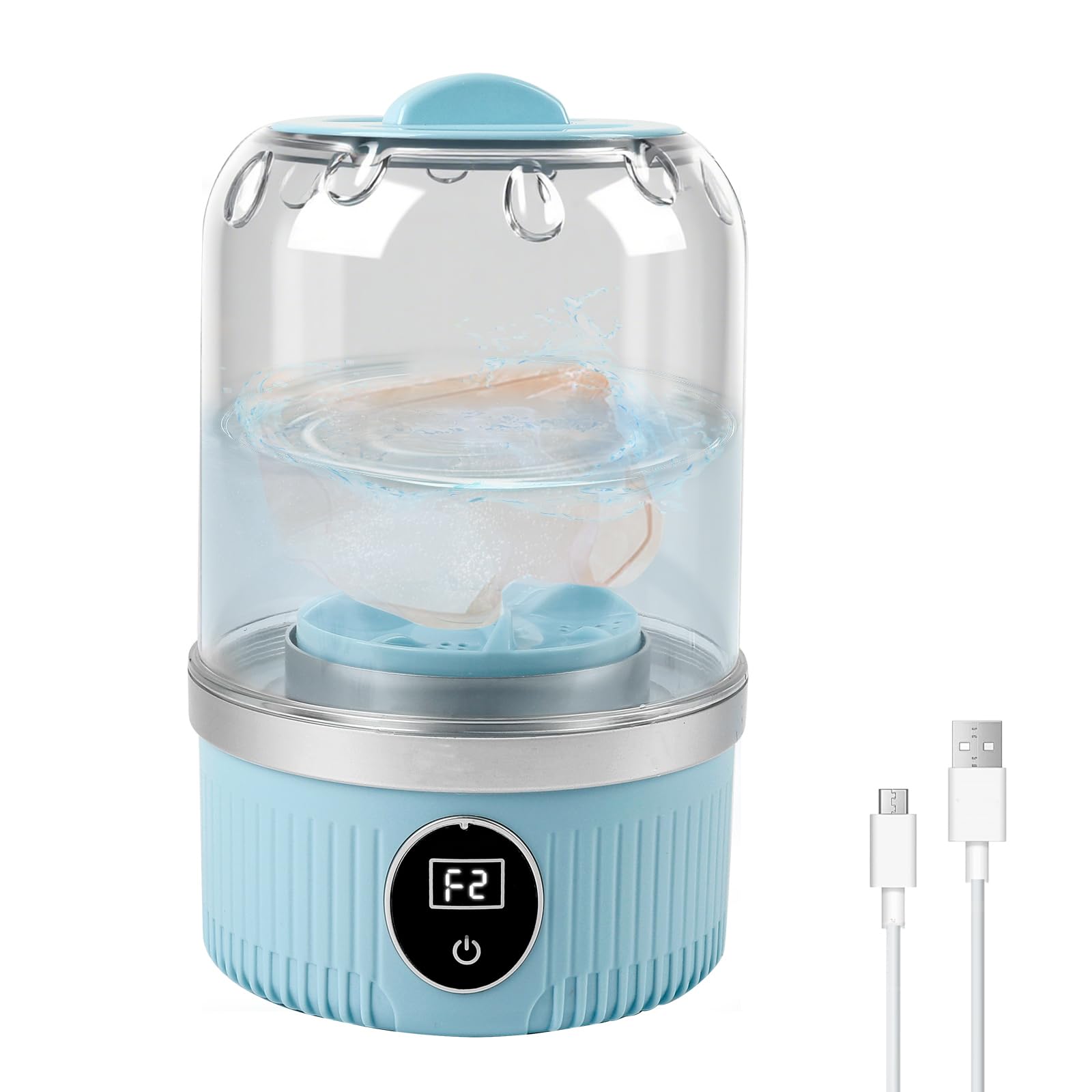 Portable Mini Washing Machine, Cordless Compact Washer Deeply Cleans Small Laundry Items for Small Loads Socks Underwear for Dorm, Apartments, Hotels, Travel & Camping (Blue)