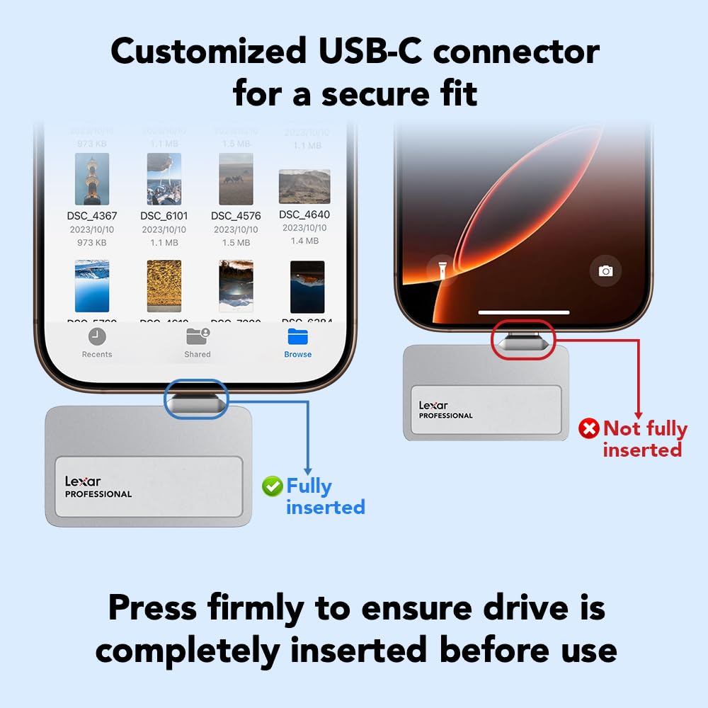 1TB Professional Go Portable SSD w/Hub, Supports Apple 4K 60fps ProRes, Up to 1050MB/s, USB 3.2 Gen 2, Rugged, IP65, Ultracompact, Compatible w/iPhone 15/16, External SSD (LSL400S001T-RNSNU)