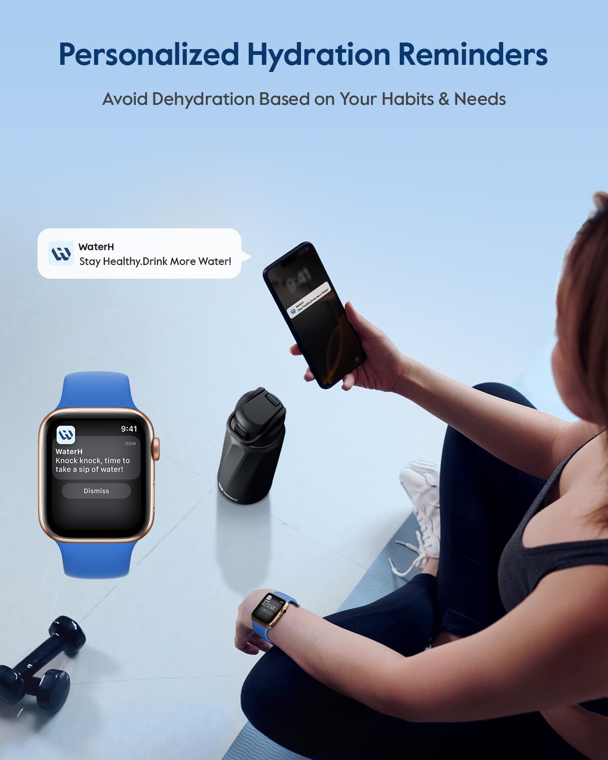 Smart Water Bottle with Reminder & Tracker, Double Wall Vacuum Insulated Bottles Stainless Steel, 32oz BPA-Free Wide Mouth for Gym, Office, School, Ideal Gift for Christmas, New Year