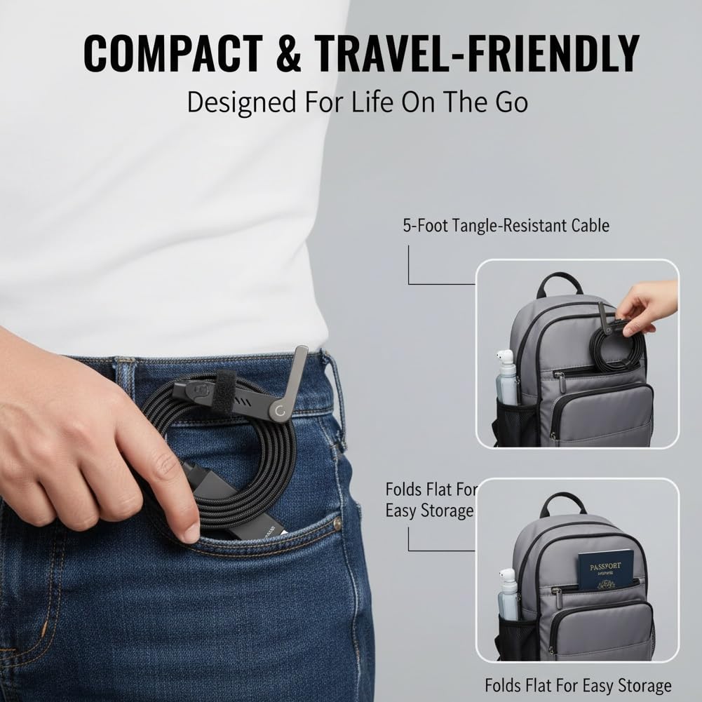 Invisible Holder Charger Cable, 2-in-1 240w Charger Super Fast Charging Cord with Built-in Phone Stand Charging Invisible Holder Type C Cable USB C Car for Gaming Office Car Travel