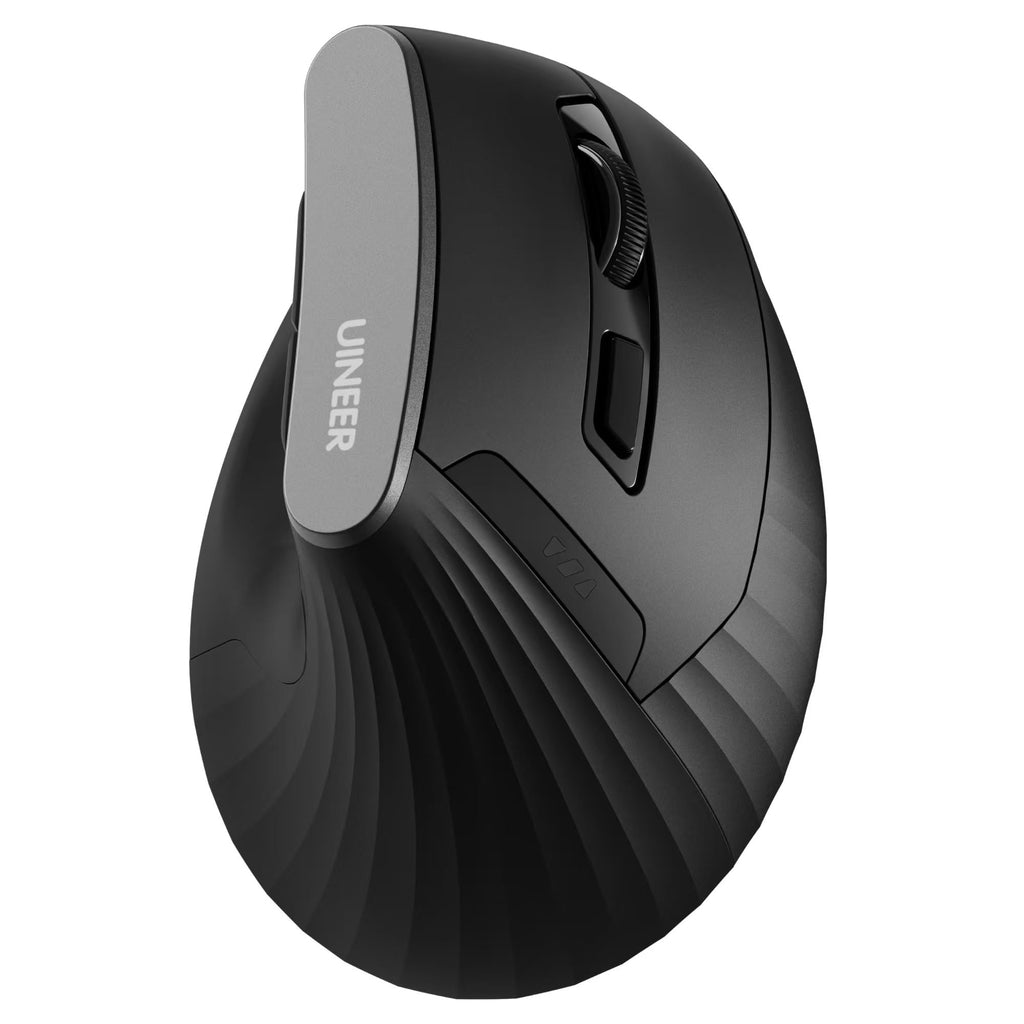 Wireless Ergonomic Mouse, Bluetooth Vertical Mouse (BT 5.0/4.0 + 2.4GHz), Computer Mouse for Laptop, PC, MacBook, iPad -Long-Lasting Comfort for Office/Home Use-Black