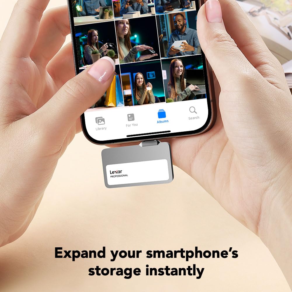 1TB Professional Go Portable SSD w/Hub, Supports Apple 4K 60fps ProRes, Up to 1050MB/s, USB 3.2 Gen 2, Rugged, IP65, Ultracompact, Compatible w/iPhone 15/16, External SSD (LSL400S001T-RNSNU)