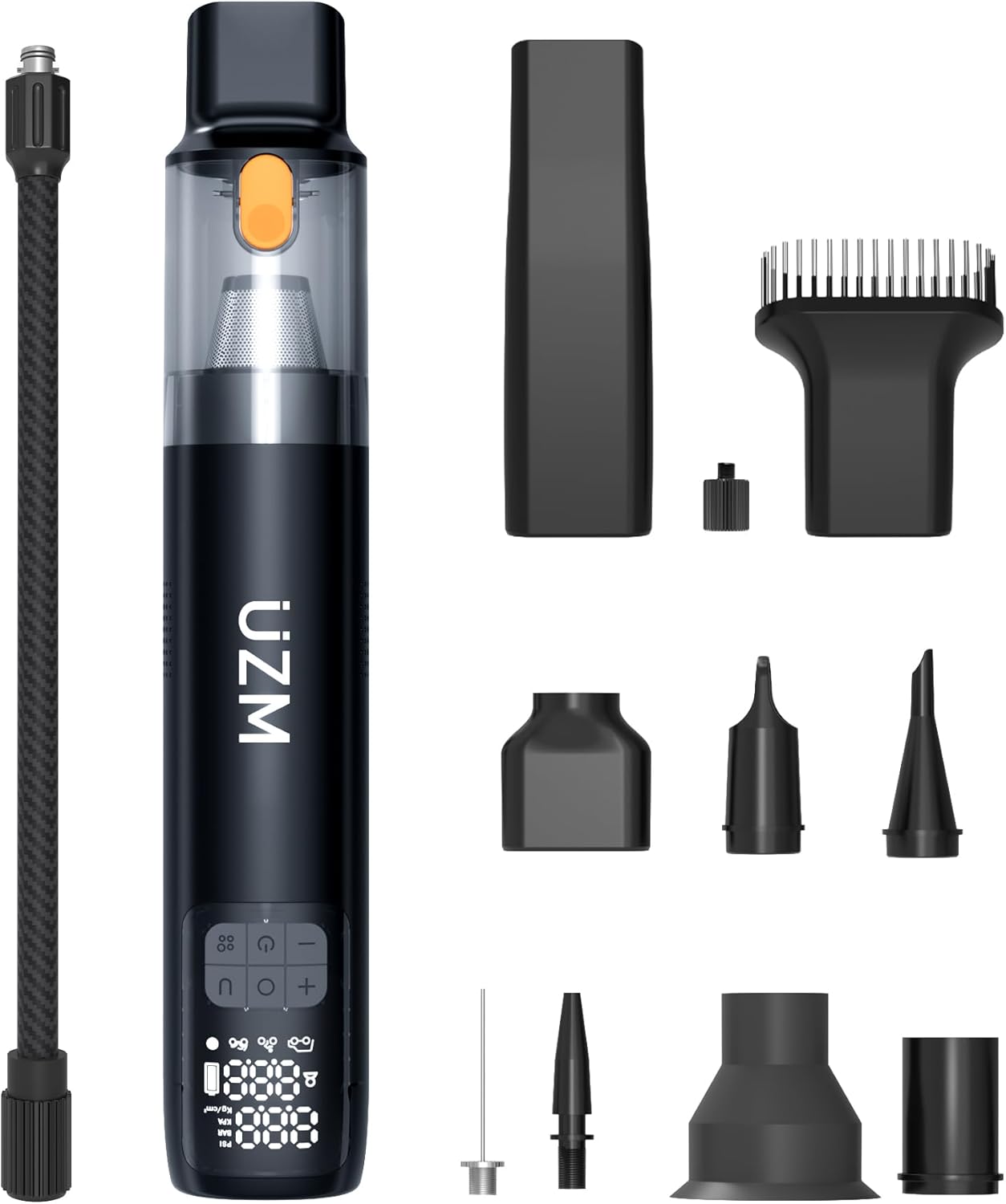 3-in-1 Car Vacuum and Tire Inflator, Cordless Car Vacuum Cleaner, 2X Fast Inflation,150 PSI,12000Pa Suction Power, LED Display, Portable Air Pump for Car, E-Bike, Motorcycle, Ball