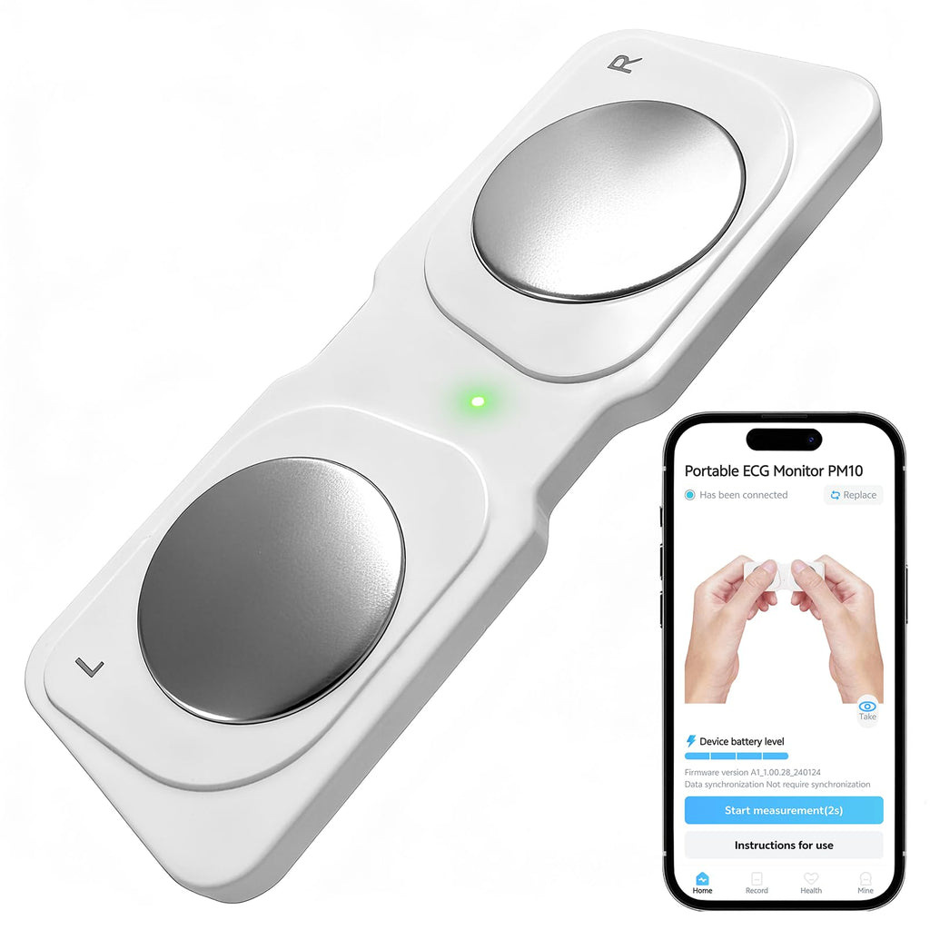 Portable ECG Monitor, Wireless Personal ECG Device, Detects AFib & Irregular Arrhythmias, High Precision, Easy Results in 30 Seconds