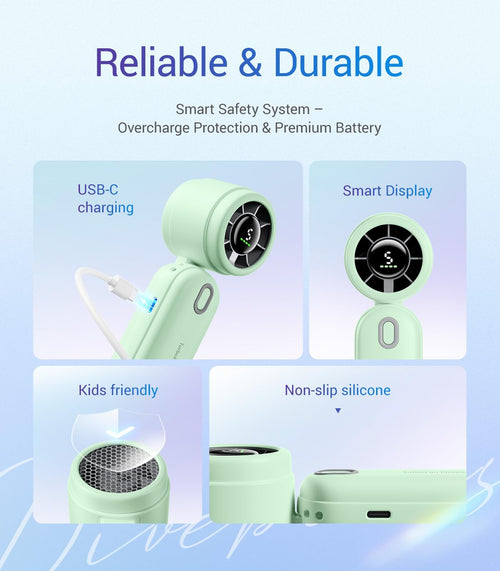 3 IN1 Portable Handheld Turbo Fan, 4000mAh USB Rechargeable Personal Hand Fan with 5 Speeds, Up to 12H Cooling, Foldable Small Pocket Ventilateur, Travel Essentials, Tech Gifts for Men Women