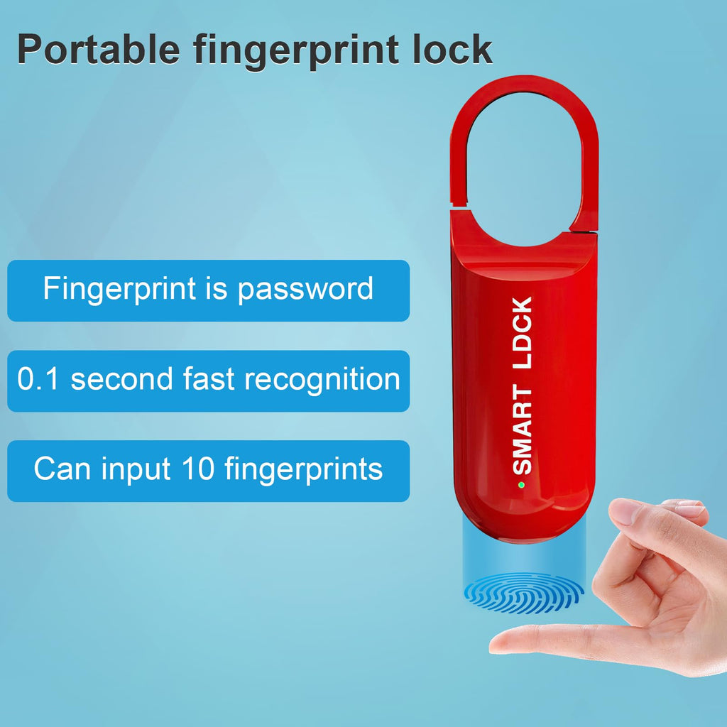 Smart Fingerprint Padlock for Locker, Small Rechargeable Fingerprint Lock, Keyless Biometric Thumbprint Padlock for Gym School Locker, Suitcase, Backpack