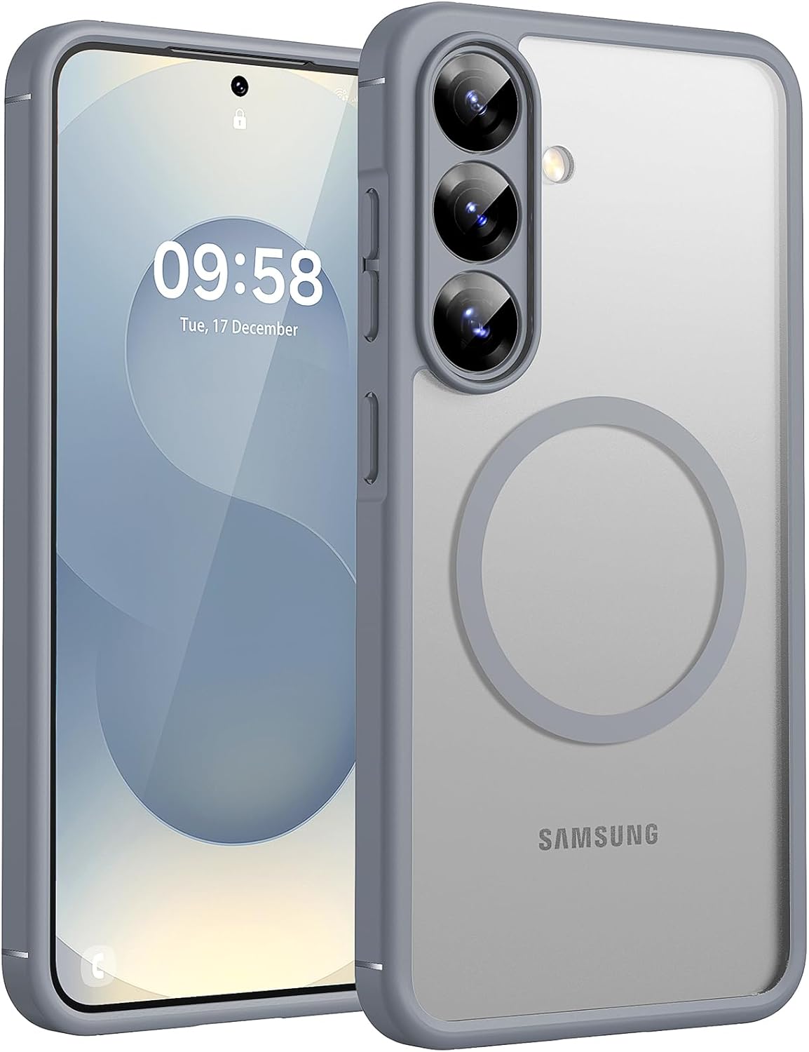 Samsung Galaxy S25 Case Magnetic, Upgraded [Full Camera Protection] [Military Drop Protection] Matte Back Cover for S25, Gray