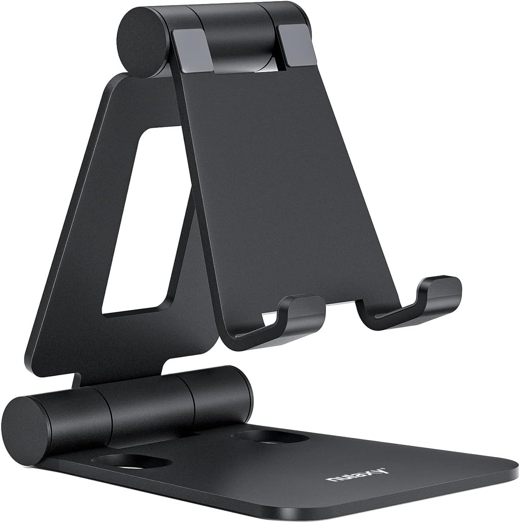 Dual Foldable Phone Stand for Desk, Fully Adjustable Desktop Cell Phone Holder Accessories for Office Kindle Compatible with 4-8" Mobile Devices