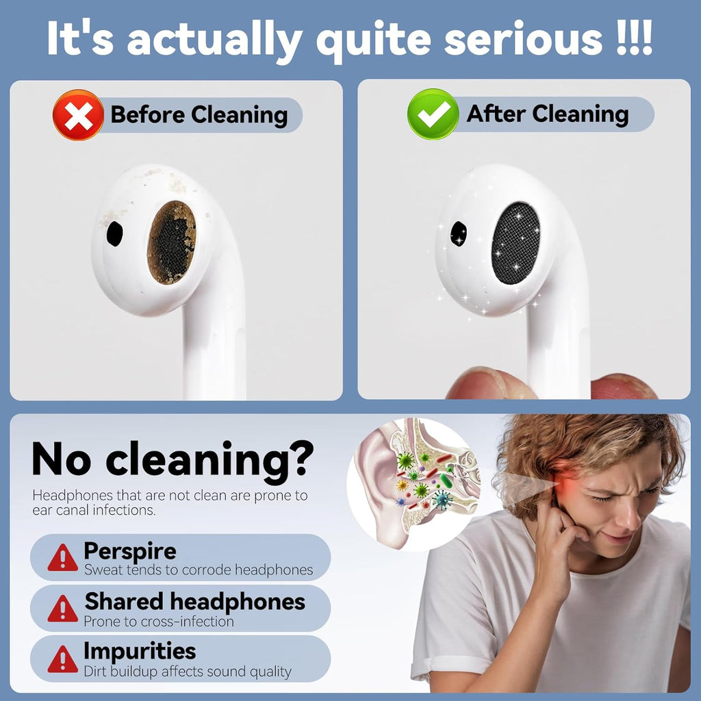 203 PCS AirPods Cleaner Kit, Earbud Cleaning Putty Remove Ear Wax, for Apple AirPods Pro/1/2/3 Compatible Charging Case/Bluetooth Headphones/Phone/Earbuds/Camera/Keyboard & Hearing Aids