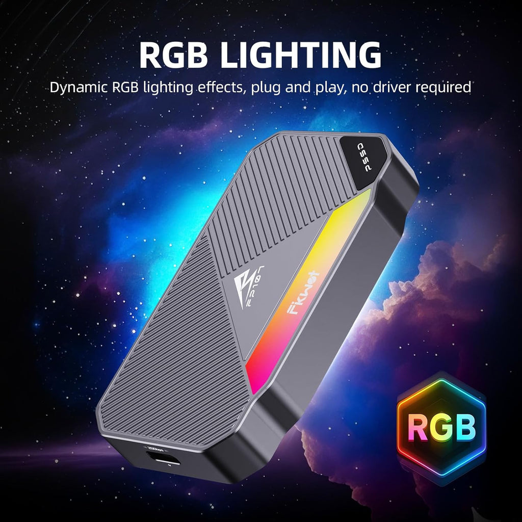1TB Magnetic Portable SSD - 2050MB/s External SSD with Dynamic RGB Lighting and USB 3.2 Gen2x2 20Gbps, Designed for Recording and Storing 4K ProRes HD Video on PS5 /PC/Mac/iPhone15/16, etc.