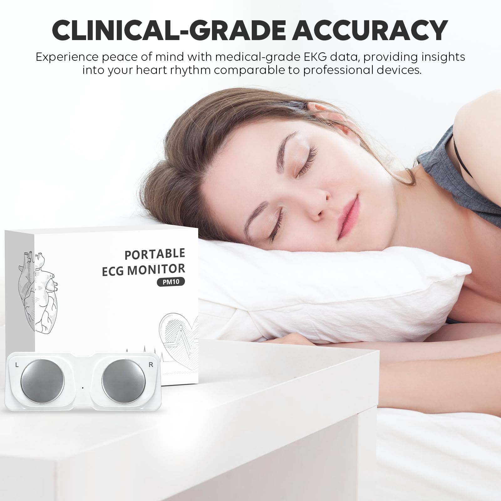 Portable ECG Monitor, Wireless Personal ECG Device, Detects AFib & Irregular Arrhythmias, High Precision, Easy Results in 30 Seconds