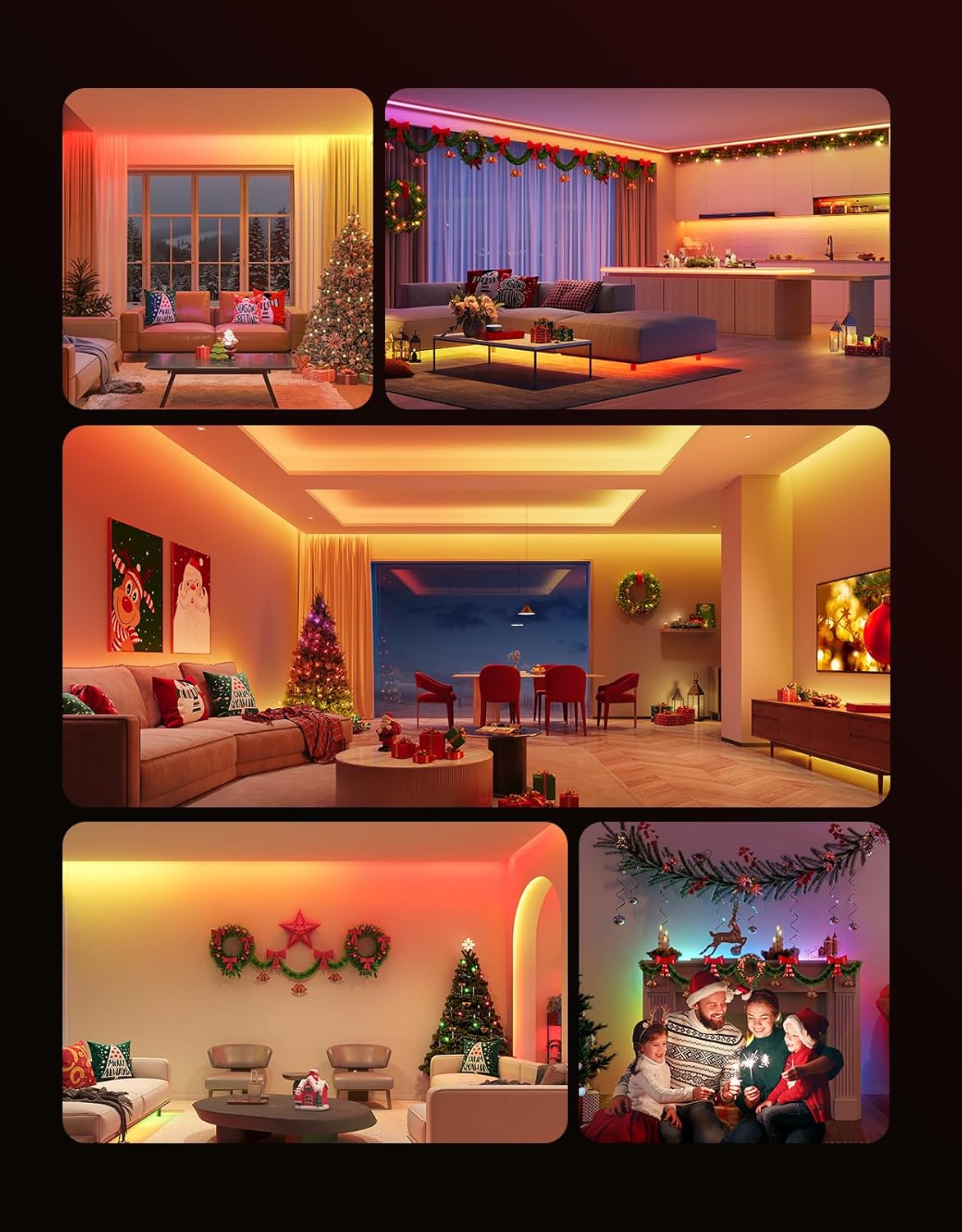 RGBIC Strip Lights, Smart LED Lights for Home Decor, Bluetooth Lights APP Control, DIY Multiple Colors on One Line, Color Changing LED Strip Lighting Music Sync, 16.4ft for Bedroom Décor