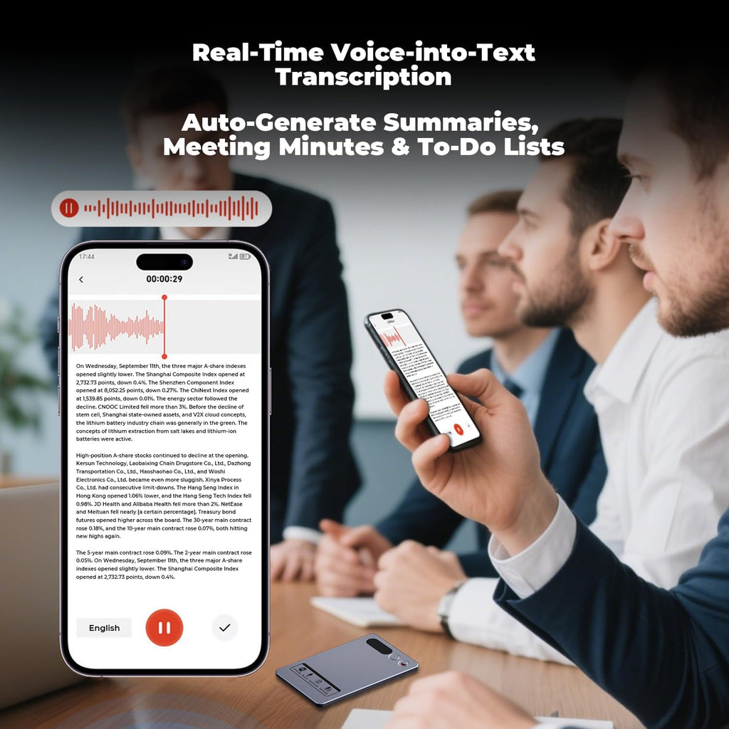 AI Voice Recorder 64GB with App Control - Note Recorder with AI Transcribe & Summarize, Supports 118 Languages Voice-to-Text, Portable Recording Device for Lectures Meetings