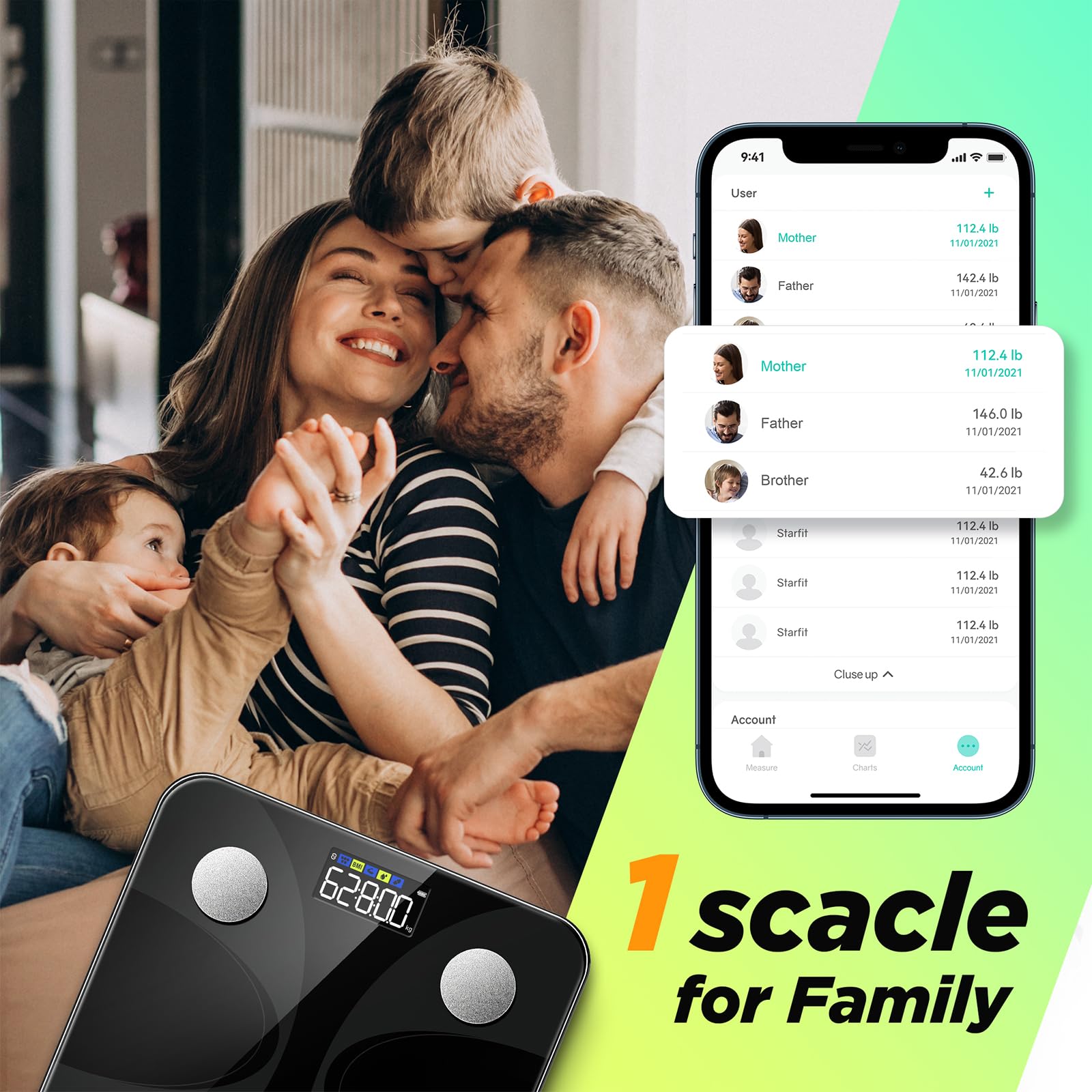 Smart Scale for Body Weight and Fat Percentage, High Accuracy Digital Bathroom Scale FSA or HSA Eligible with LCD Display for BMI 13 Body Composition Analyzer Sync with Fitness App