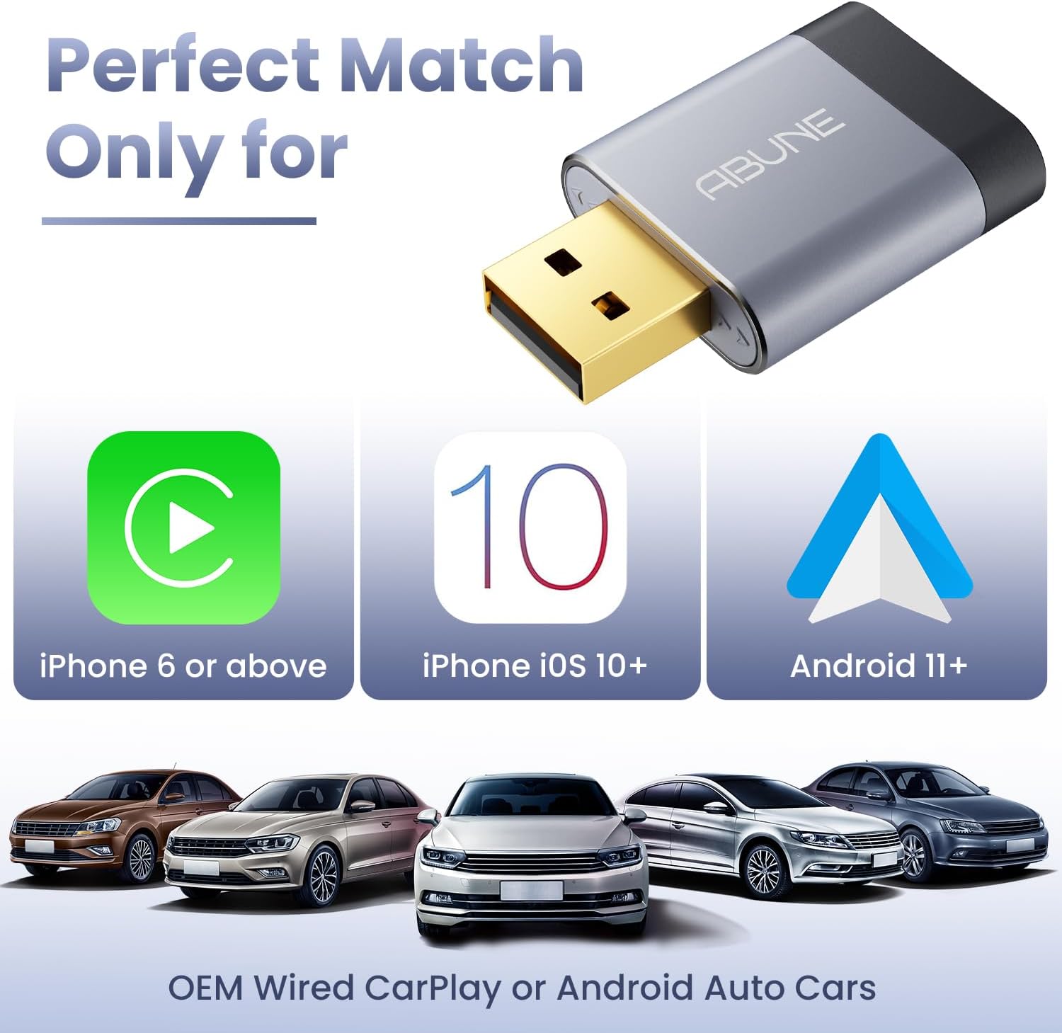 2-in-1 Wireless CarPlay Adapter & Android Auto Adapter, 2025 Updated Convert Wired to Wireless Car Play Dongle, Plug and Play with No Delay, Compatible with iOS 10+ & Android 11+