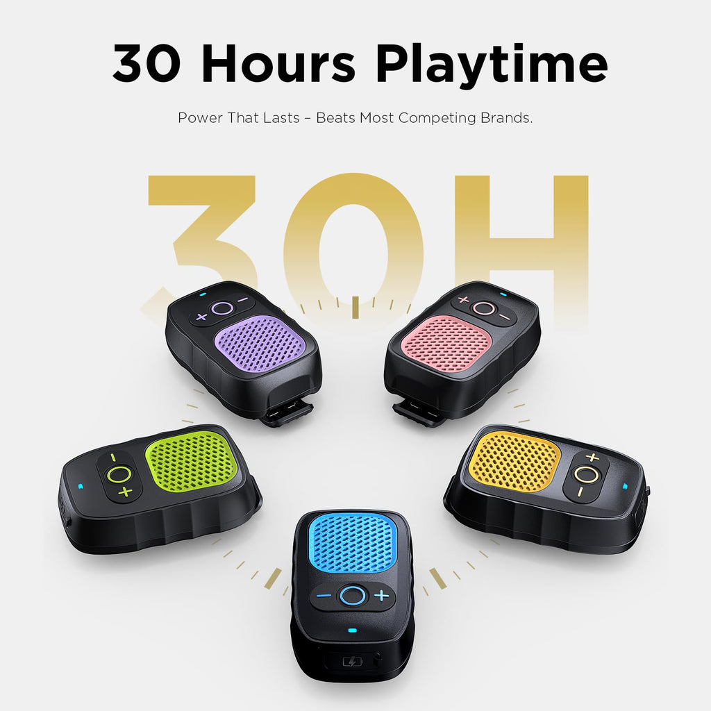 Wearable Bluetooth Speaker, 30H Working Time Magnetic Clip-On Wireless Jobsite Pro Water-Resistant Portable Speaker — Built-in Mic for Hands-Free Music and Calls