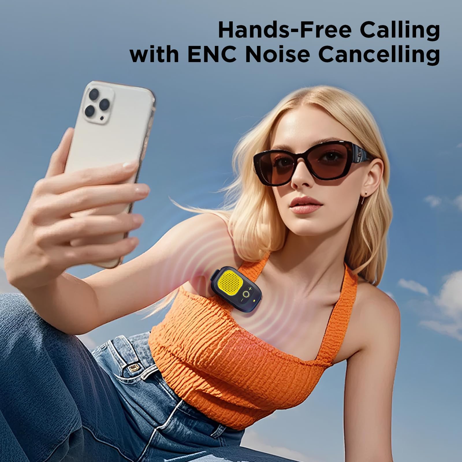 Wearable Bluetooth Speaker, 30H Working Time Magnetic Clip-On Wireless Jobsite Pro Water-Resistant Portable Speaker — Built-in Mic for Hands-Free Music and Calls