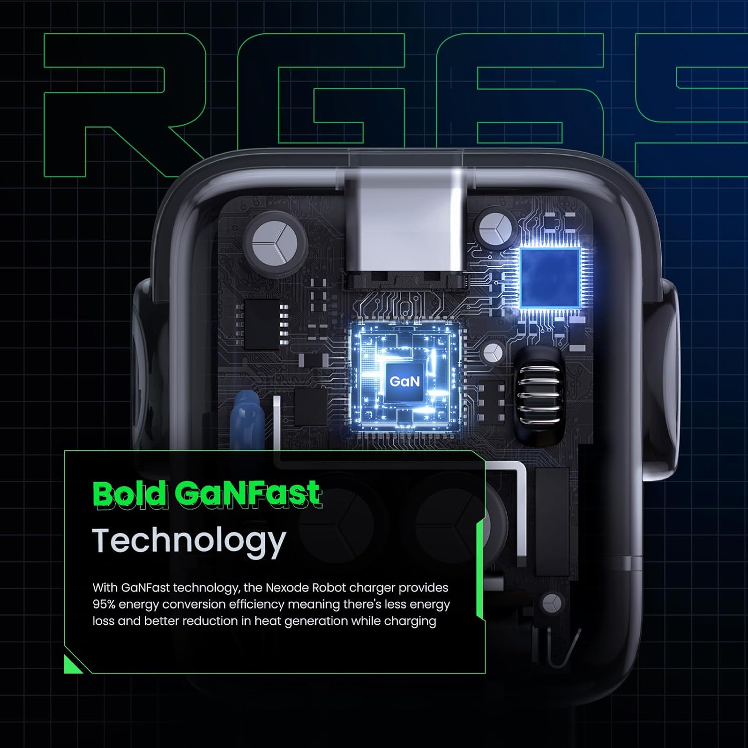 65W USB C Charger, Nexode Robot GaN Fast Charger Block 3-Port, Compact Wall Charger Power Adapter for MacBook Pro/Air, iPhone 15 14 Pro, Galaxy S23 Ultra, Pixel 8, iPad, Steam Deck, Black