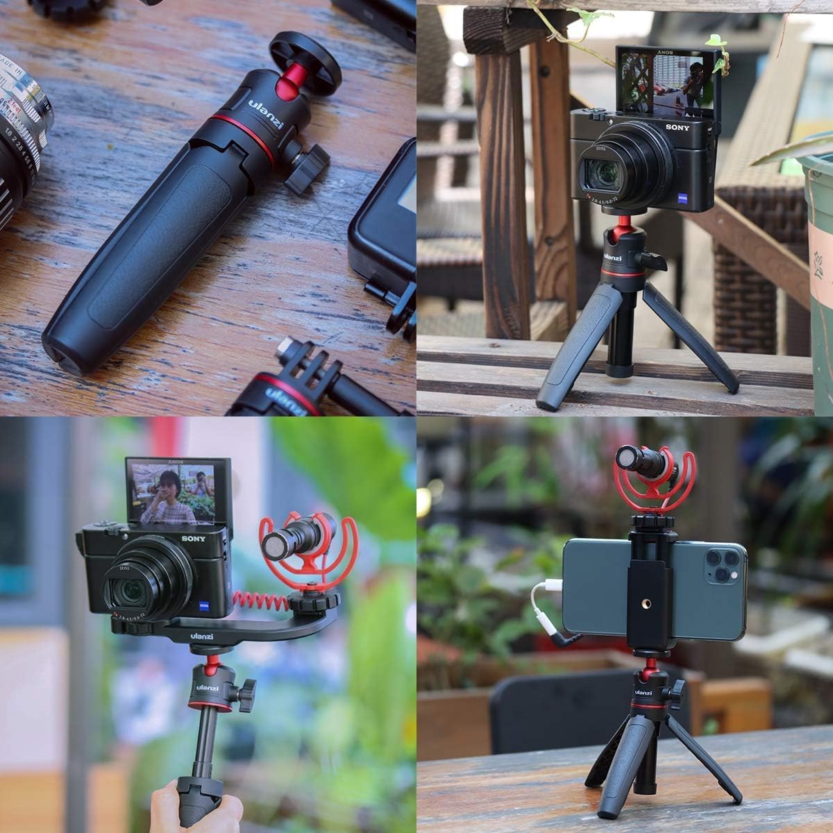 Extension Vlog Phone Tripod Mount Stand Holder Grip for iPhone Samsung Google Smartphone Compact Cameras Vlogging