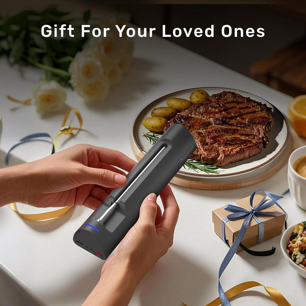 Bluetooth Wireless Meat Thermometer, with 6 Sensors Build in, Long Range, Smart App Monitoring with Timer & Alarm, IP69 Waterproof, Meat Thermometer Probe for BBQ, Grill, Oven, Kitchen