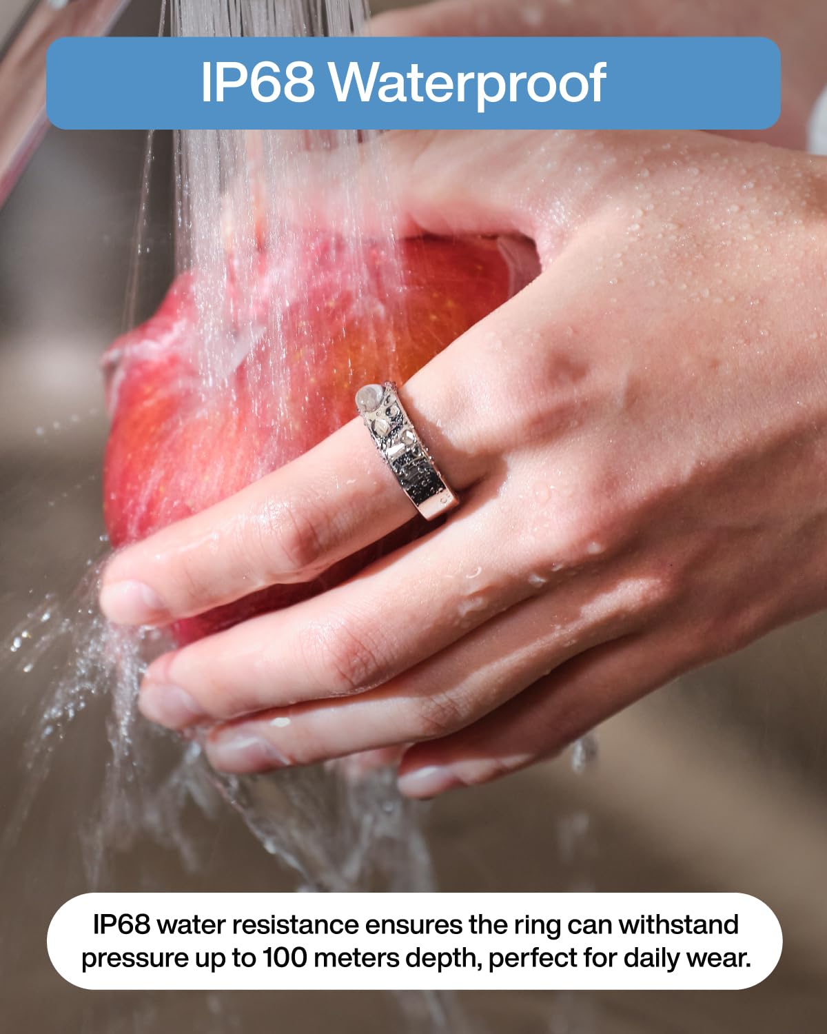 Ultra-Thin AI Smart Ring, 10-Day Battery Life, Fitness/Sleep/Stress/Women's Health Tracker, IP68 Waterproof Health Ring, Compatible with Android & iOS (Size 9, Galaxy Silver)