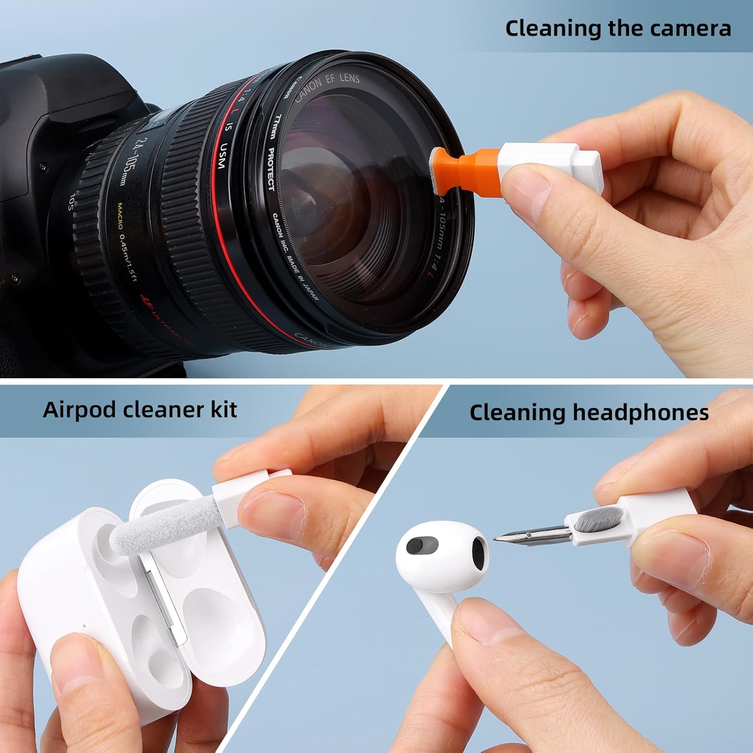 Keyboard Cleaning Kit Laptop Cleaner, 10-in-1 Computer Screen Cleaning Brush Tool, Multi-Function PC Electronic Cleaner Kit Spray for iPad iPhone Pro, Earbuds, Camera Monitor, All-in-one