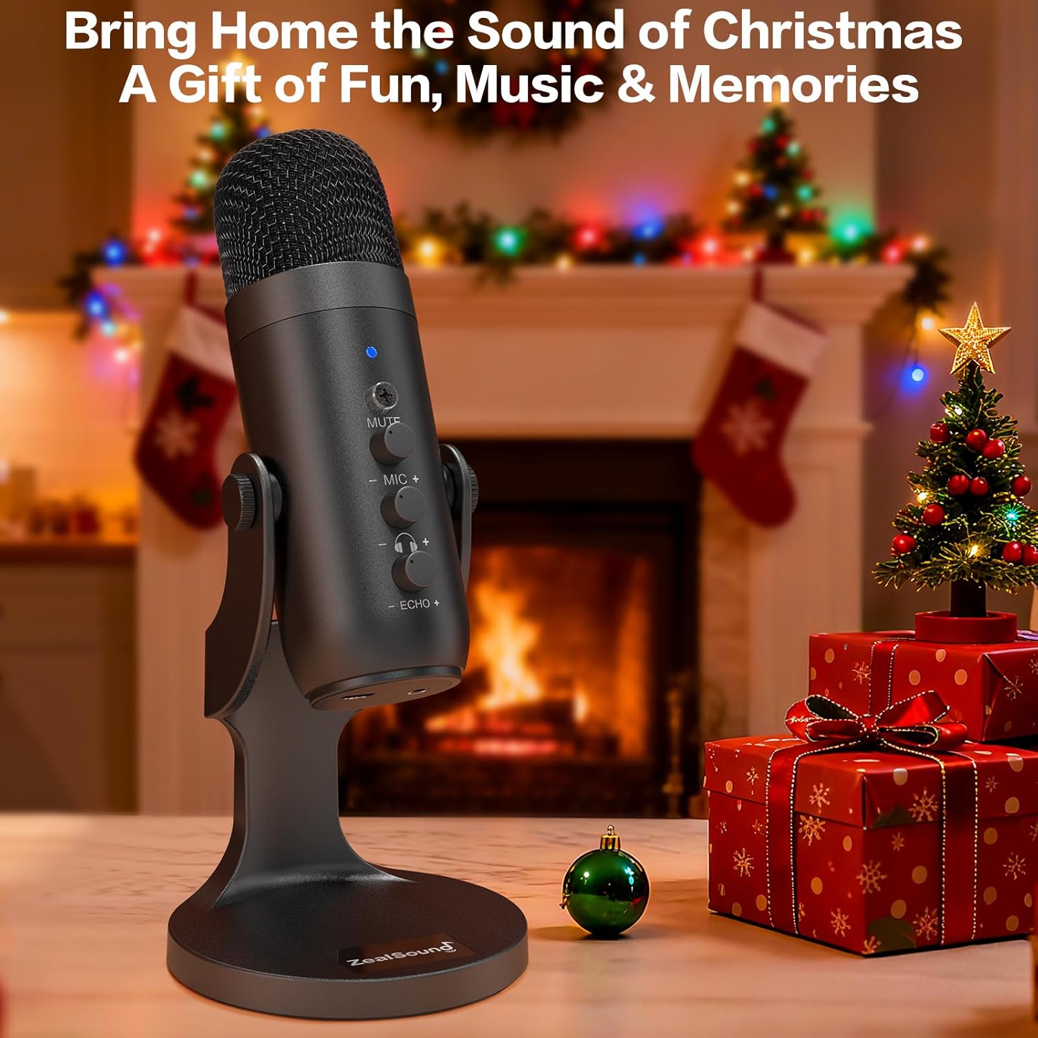 Podcast Microphone for PC, Noise Cancellation USB Mic with Gain, Volume Adjustment & Mute Button, Monitoring & Echo, for YouTube, TikTok, Podcasting, Streaming, iPhone, iPad, Android, Mac