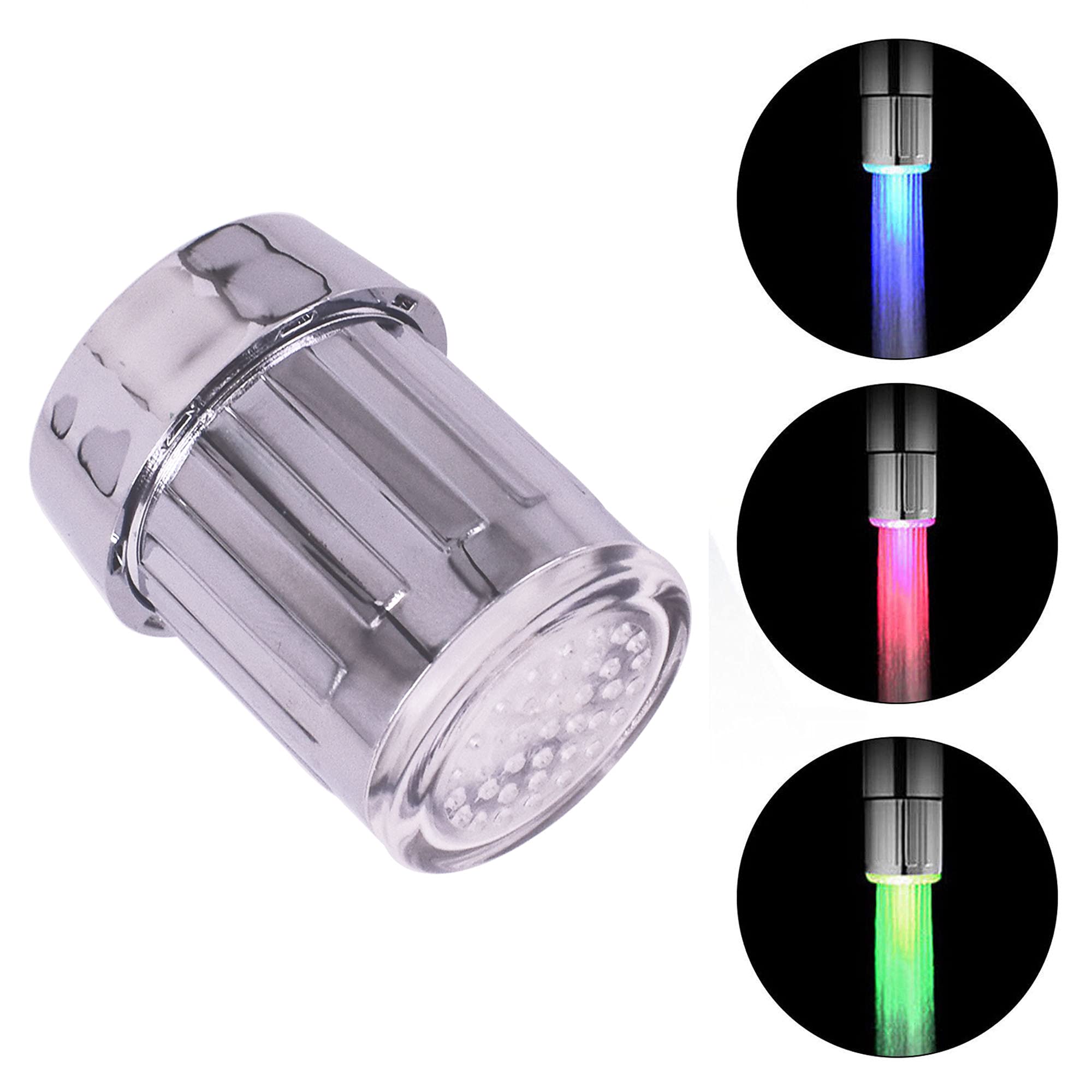 3-Color Temperature Sensitive Gradient LED Water Faucet Light - Color Changing Stream Spout Sink Tap for Kitchen and Bathroom