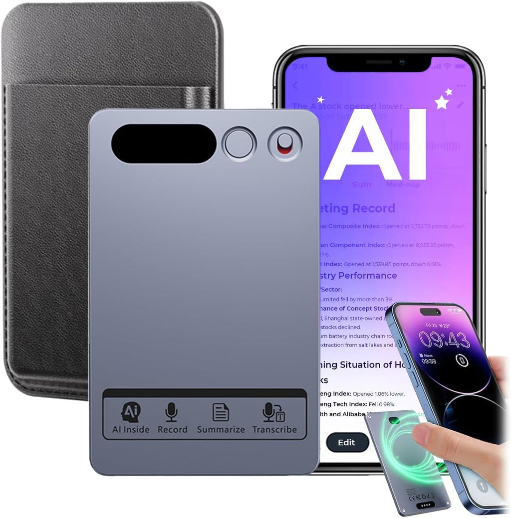 AI Voice Recorder 64GB with App Control - Note Recorder with AI Transcribe & Summarize, Supports 118 Languages Voice-to-Text, Portable Recording Device for Lectures Meetings