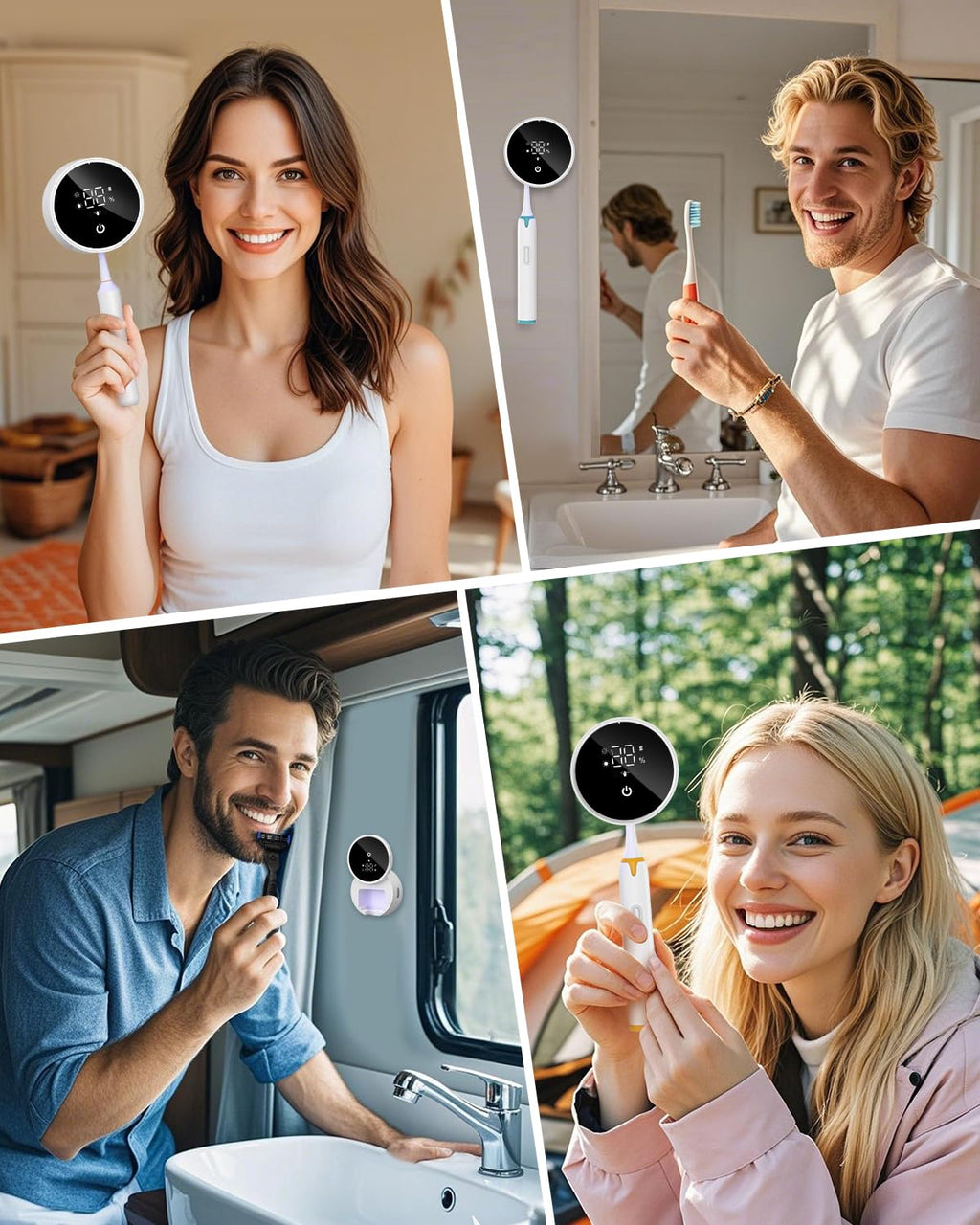 Upgraded UV Toothbrush Cleaner Holder Wall Mounted, Electric Toothbrush Holder for Bathroom, LED Smart Screen, with Auto-Inductive Cover, Cleaning and 60-Degree Drying, for Home, Travel