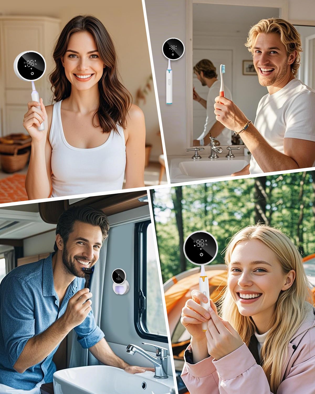 Upgraded UV Toothbrush Cleaner Holder Wall Mounted, Electric Toothbrush Holder for Bathroom, LED Smart Screen, with Auto-Inductive Cover, Cleaning and 60-Degree Drying, for Home, Travel