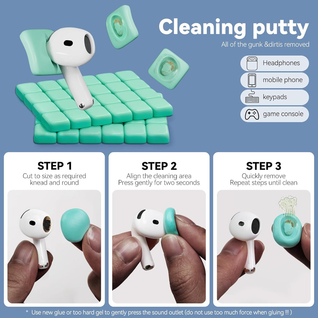 203 PCS AirPods Cleaner Kit, Earbud Cleaning Putty Remove Ear Wax, for Apple AirPods Pro/1/2/3 Compatible Charging Case/Bluetooth Headphones/Phone/Earbuds/Camera/Keyboard & Hearing Aids