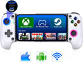 Game Controller - Compatible with iPhone & Android, Mobile Gaming Controller with Hall Joysticks, Phone Case Support, Wireless Phone Controller for Xbox Game Pass, Steam Link & More, White