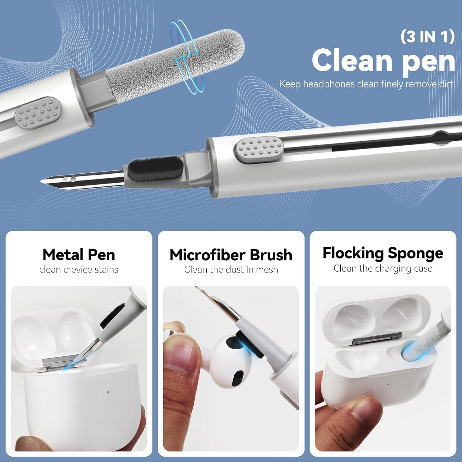 203 PCS AirPods Cleaner Kit, Earbud Cleaning Putty Remove Ear Wax, for Apple AirPods Pro/1/2/3 Compatible Charging Case/Bluetooth Headphones/Phone/Earbuds/Camera/Keyboard & Hearing Aids