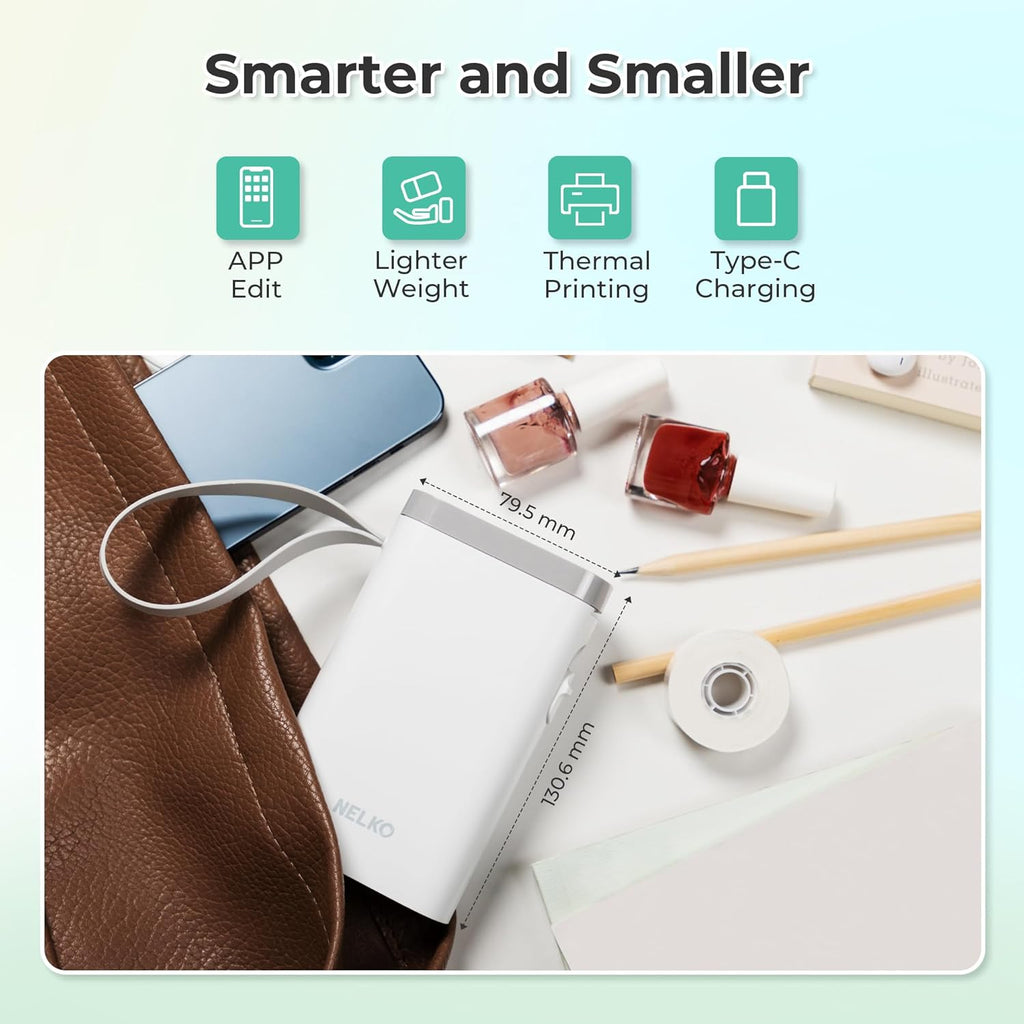 Nelko Label Maker Machine with Tape, P21 Portable Bluetooth Label Printer, Wireless Built-in Cutter Sticker Maker Mini Label Makers with Multiple Templates for School Organizing Office Home, White