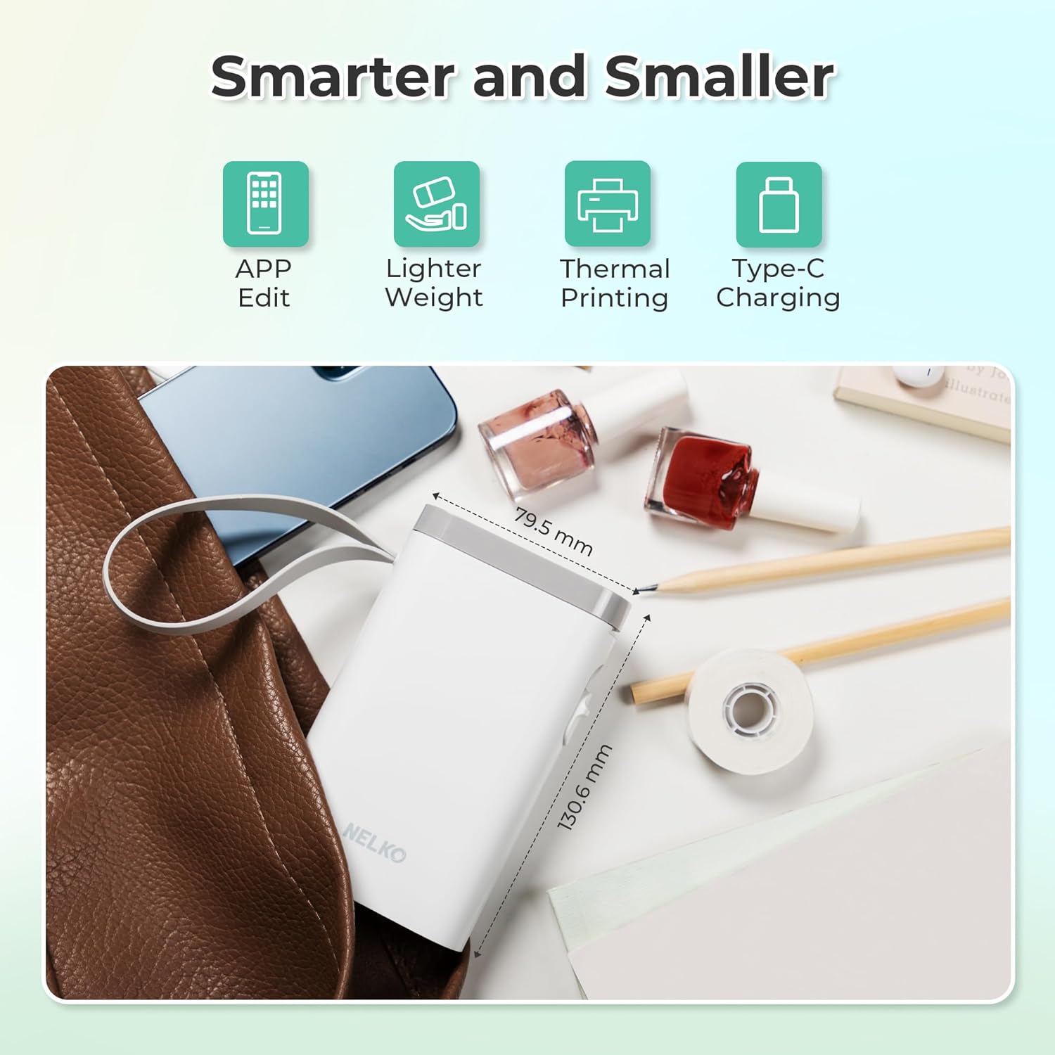 Nelko Label Maker Machine with Tape, P21 Portable Bluetooth Label Printer, Wireless Built-in Cutter Sticker Maker Mini Label Makers with Multiple Templates for School Organizing Office Home, White