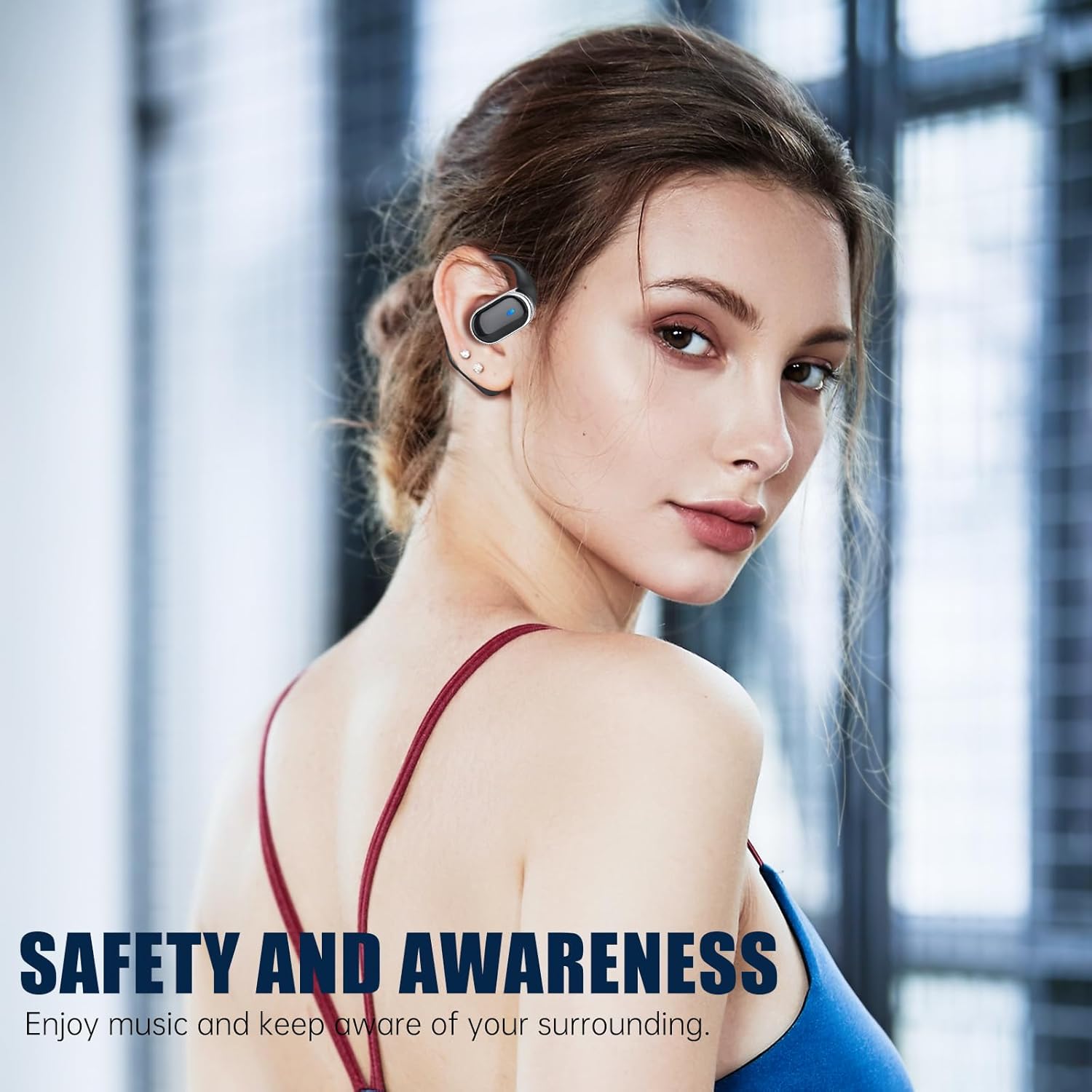 Wireless Earbuds Bluetooth 5.4 Headphones, 50H Playtime Stereo Earphones with ENC Noise Cancelling, IPX7 Waterproof Open Ear Buds with Ergonomic Ear Hook for Fitness/Sports/Workouts/Travel (Black)