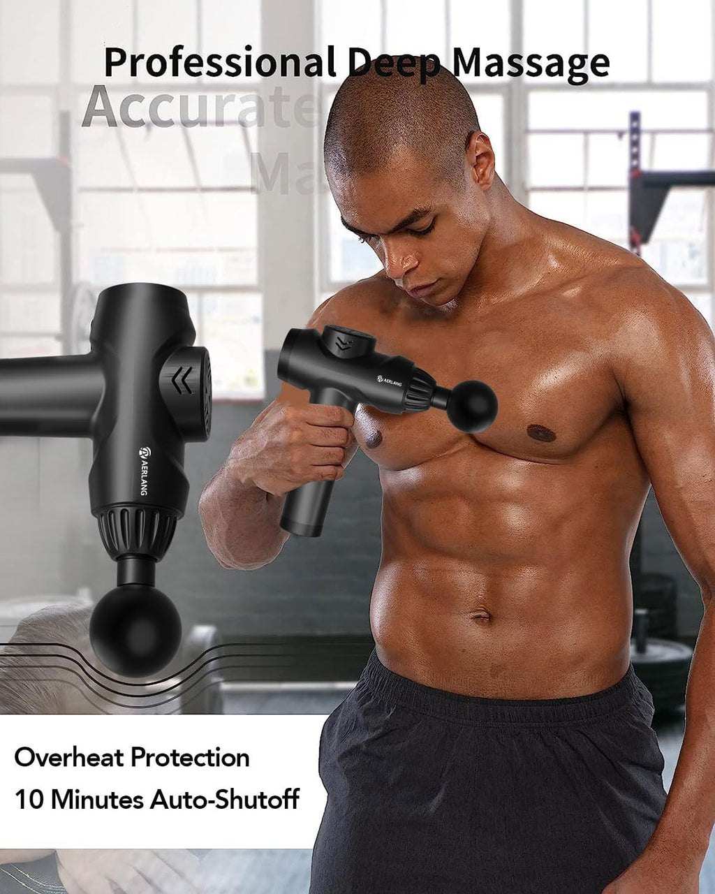 Massage Gun, Percussion Massage Gun, Muscle Handheld Deep Tissue Massager (Black)-– Six Different Adjustable Heads for Different Muscle Groups - 20 Speed Option