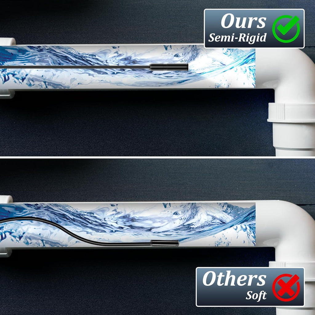 Endoscope Camera with Light, Ennovor 1920P HD, Endoscope Inspection with 8 Adjustable LED Lights, Borescope with Flexible Rigid Snake Camera, IP67 Waterproof and No Wi-Fi Required, for Android & iOS