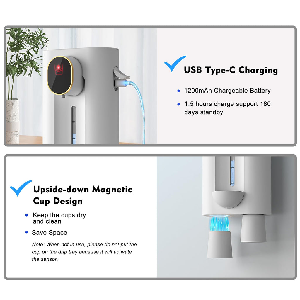 Automatic Mouthwash Dispenser for Bathroom, 18.26Oz Wall Mounted Mouth Wash Dispensers with Magnetic Cups, 3 Dispensing Level, Electric Mouthwash Pump for Kids Adult, Bathroom Accessories White