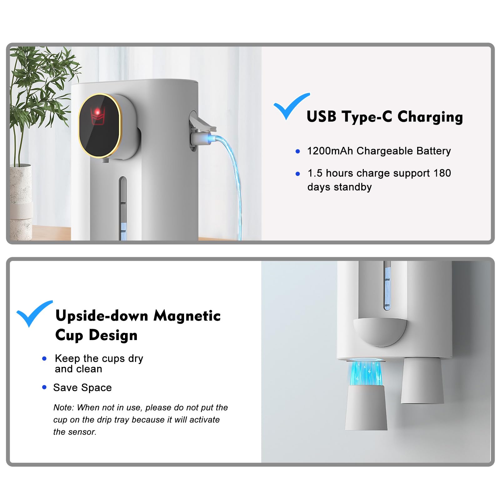 Automatic Mouthwash Dispenser for Bathroom, 18.26Oz Wall Mounted Mouth Wash Dispensers with Magnetic Cups, 3 Dispensing Level, Electric Mouthwash Pump for Kids Adult, Bathroom Accessories White