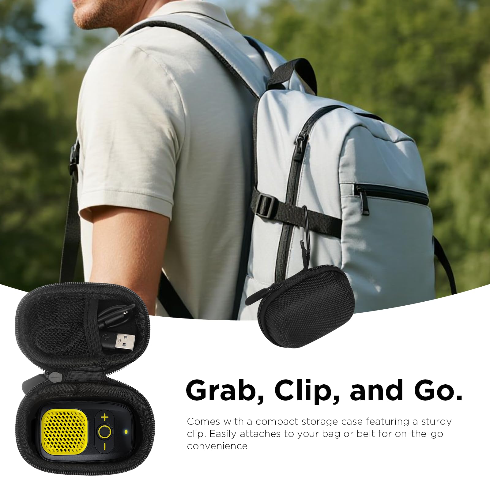 Wearable Bluetooth Speaker, 30H Working Time Magnetic Clip-On Wireless Jobsite Pro Water-Resistant Portable Speaker — Built-in Mic for Hands-Free Music and Calls