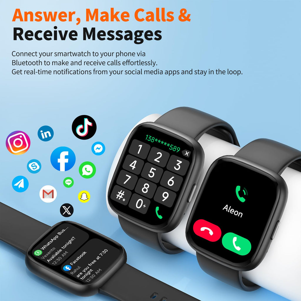 Smart Watch for Men Women, 1.83" HD, Alexa Built-in, Bluetooth 5.3 Calls & Notifications, IP68 Waterproof,100+ Sport Modes,Fitness Tracker/Heart Rate/SpO2/Sleep Monitor for Android iOS (Black)