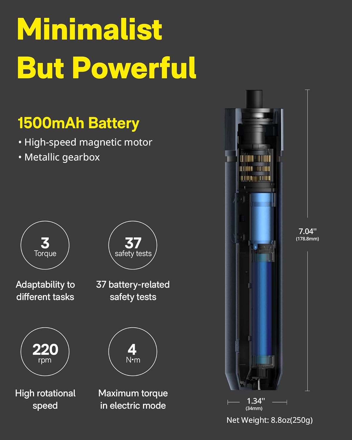 Electric Screwdriver Set, 3.6V Rechargeable Screwdriver Set with 25 S2-Steel Bits, Cordless Power Screwdriver Set with LED Light, All-in-One Design, 1500mAh 800 Times, USB-C Charging