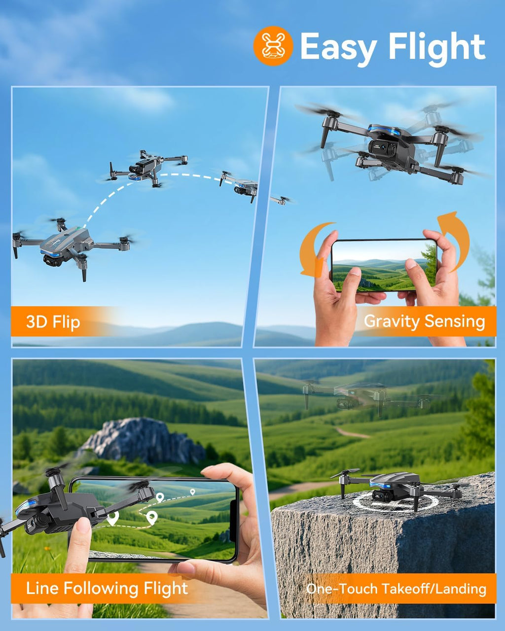 T29 Foldable Drone with Camera for Kids - Drones for Adults with 1080P HD Live Video, RC Quadcopter with 24mins Flight for Beginners, Toy for Boys Girls