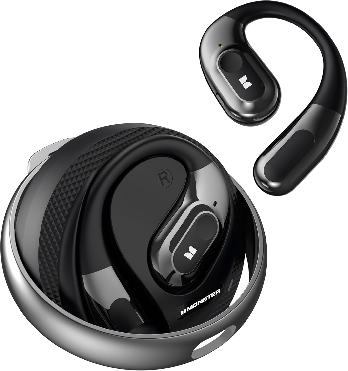 AI Translation Earbuds AC330, 3-in-1 Translator Earbuds Bluetooth 6.0, Wireless Open Ear Headphones with 115 Languages Real-Time Translation, Stylish Rotating Case with Lanyard, Black